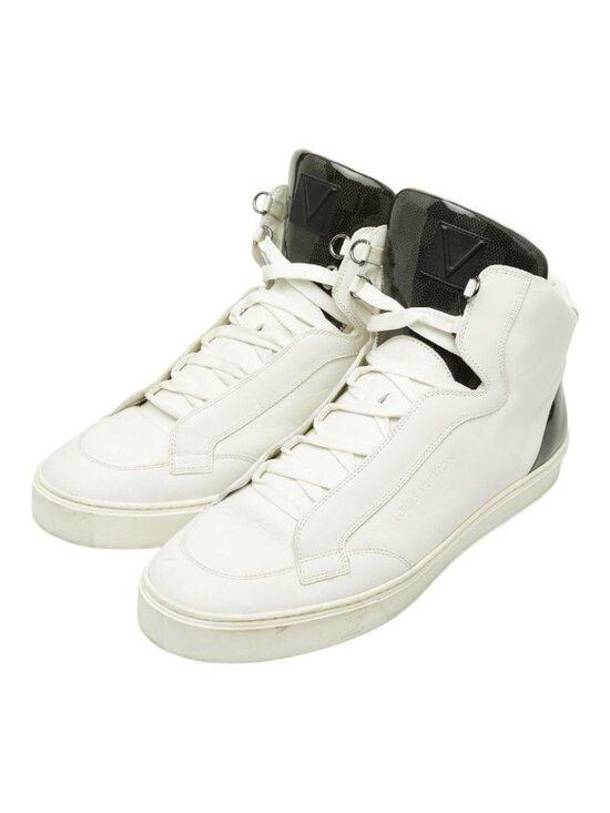 Louis Vuitton Damier Middle Cut Sneakers 9.5 White Black Leather